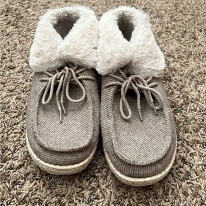 Cozy Tan Kids Shoes with Faux Fur Lining